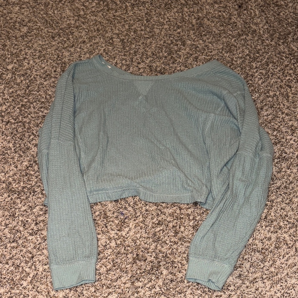 Aeropostale Light Green Reversible Knit Sweater